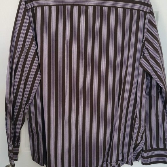 AXCESS Men's Dress Shirt, XXL, Brown & Purple stripes - Picture 2 of 4